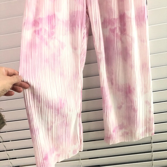 Zara Girls wide leg pleated  pants tie dye pattern & puffy shoulder tee set of 3 - Picture 6 of 15